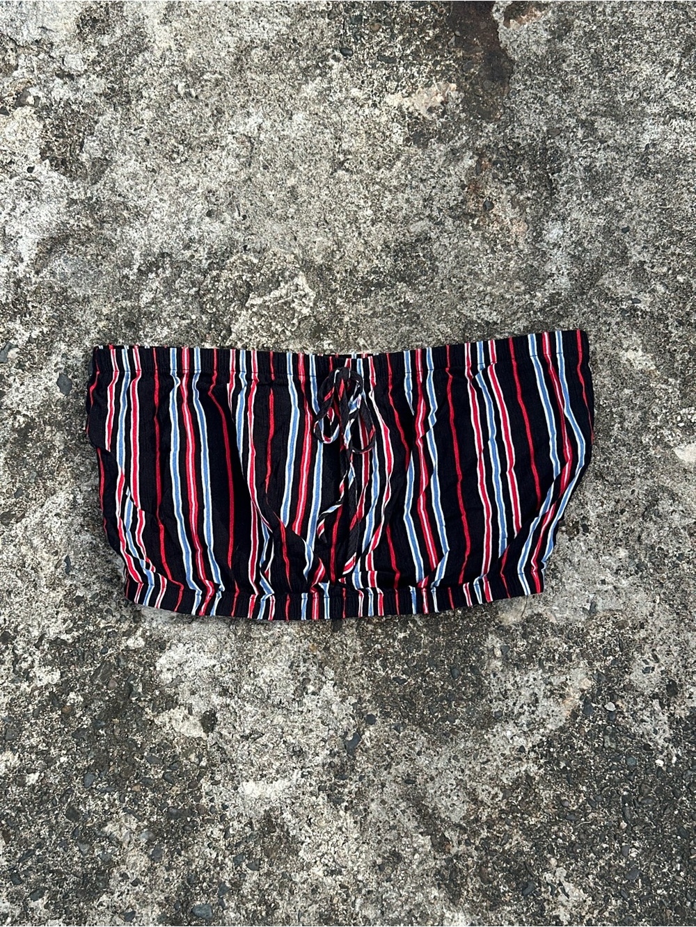 Ambiance Black Striped Tube Crop Top